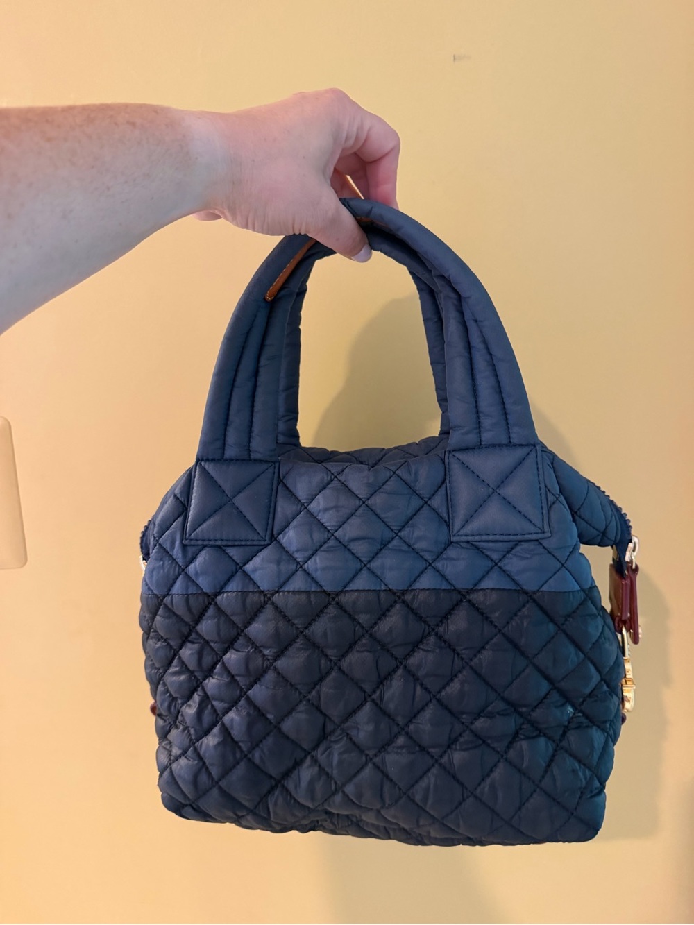 MZ Wallace Quilted Navy and Black Satchel - Picture 3 of 6